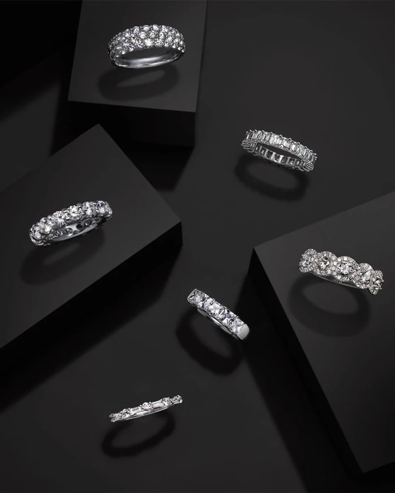 Diamond Baguette & Round Band in 14K White Gold, 0.50 tcw