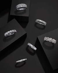 Diamond Baguette & Round Band in 14K White Gold, 0.50 tcw