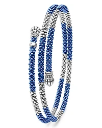 Sterling Silver Ultramarine Ceramic Bead Coil Bracelet