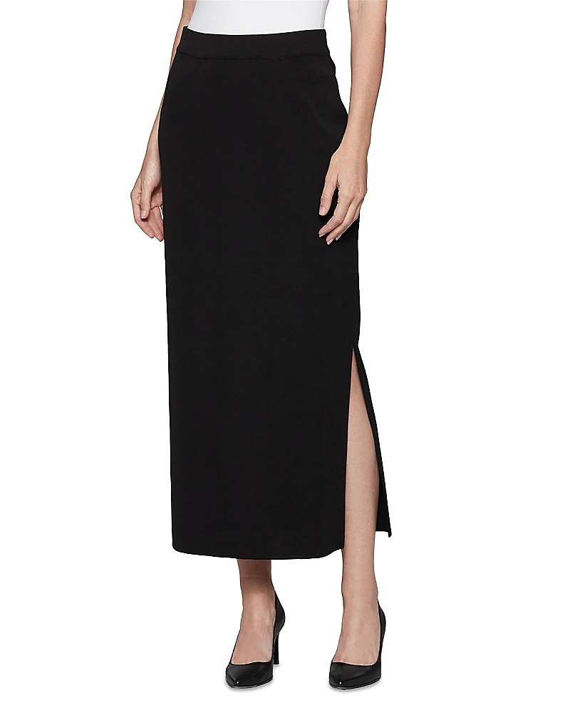 Misook Pull On Slit Hem Skirt