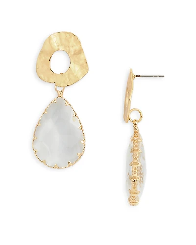 Aqua Hammered Ring & Crystal Drop Earrings - Exclusive