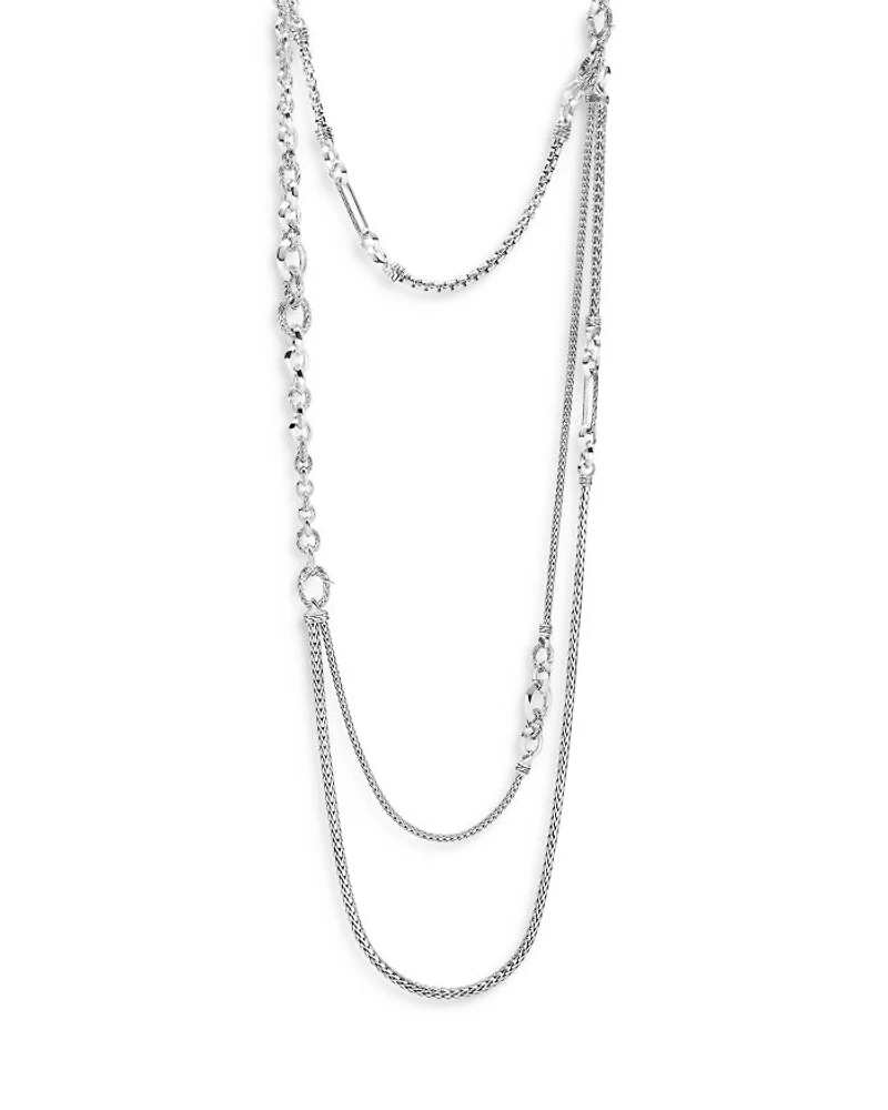 Sterling Silver Classic Chain Layered Necklace, 34"