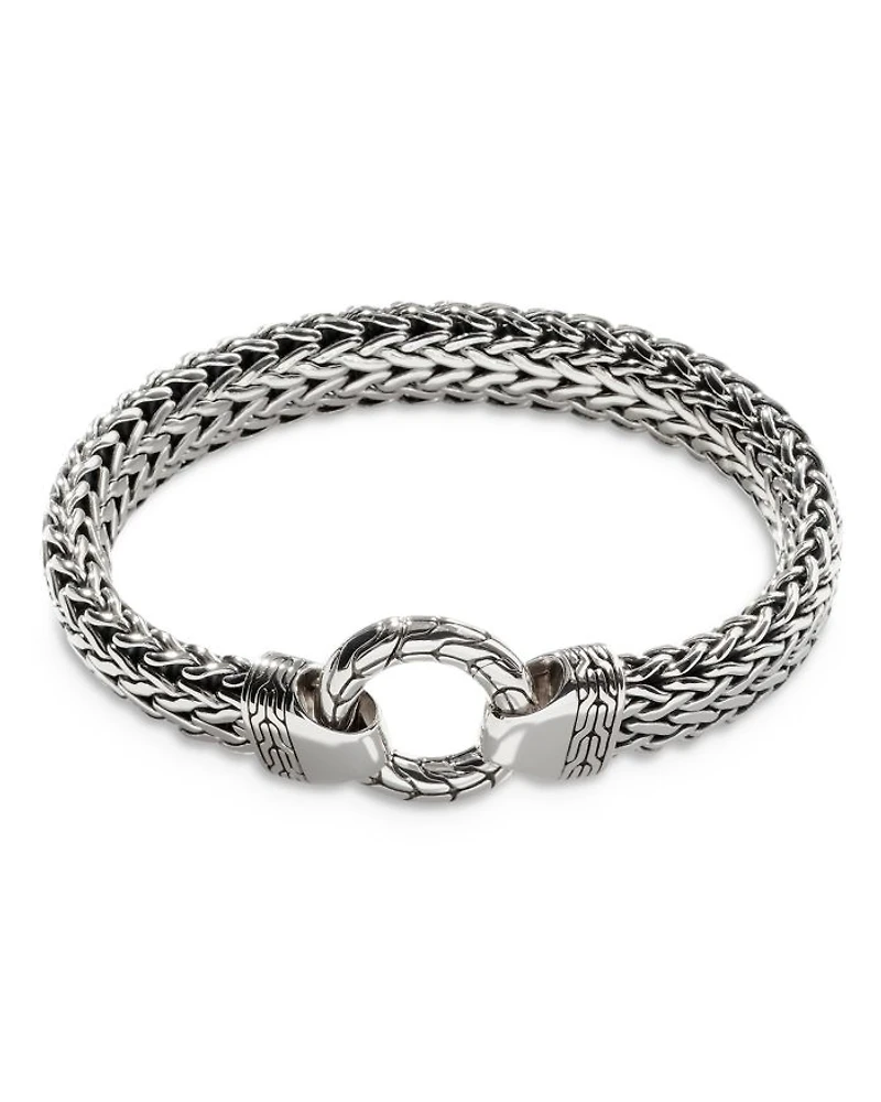 Men's Sterling Silver Classic Chain Ring Clasp Bracelet, 11mm