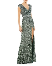 Mac Duggal Cap Sleeve Sequin Gown