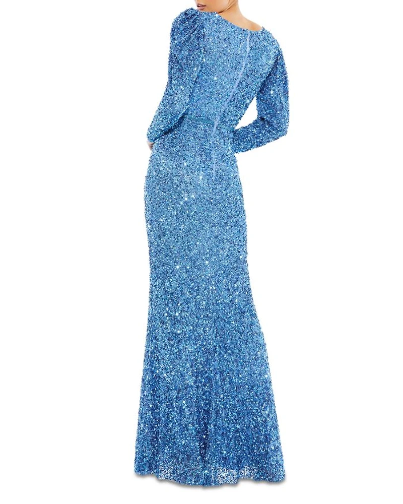 Sequin Faux Wrap Gown