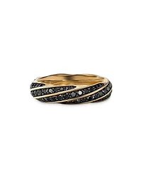 David Yurman Men's 18K Yellow Gold Cable Edge Black Diamond Pave Ring