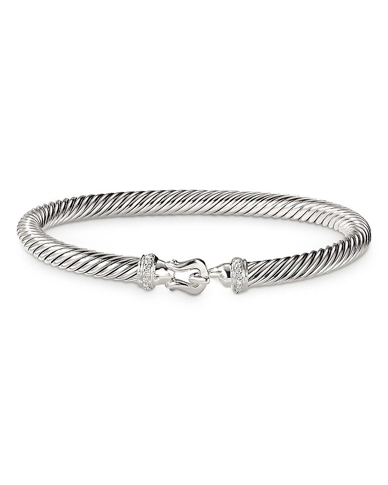 David Yurman Sterling Silver Cable Buckle Bracelet with Diamonds