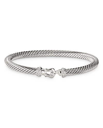 David Yurman Sterling Silver Cable Buckle Bracelet with Diamonds