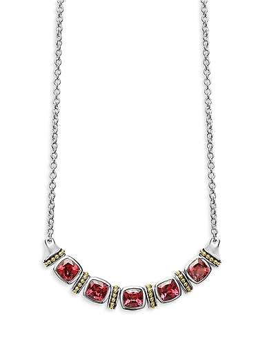Lagos 18K Yellow Gold & Sterling Silver Rittenhouse Rhodolite Garnet Multi Stone Statement Necklace, 16-18