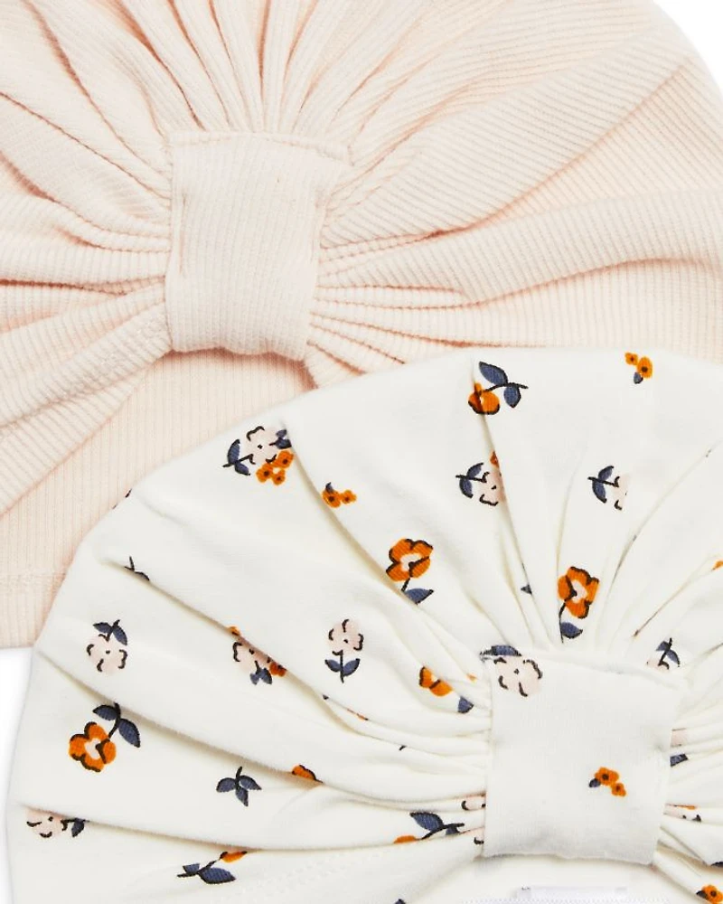 Girls' Solid & Floral Knit Hats, 2 Pack - Baby