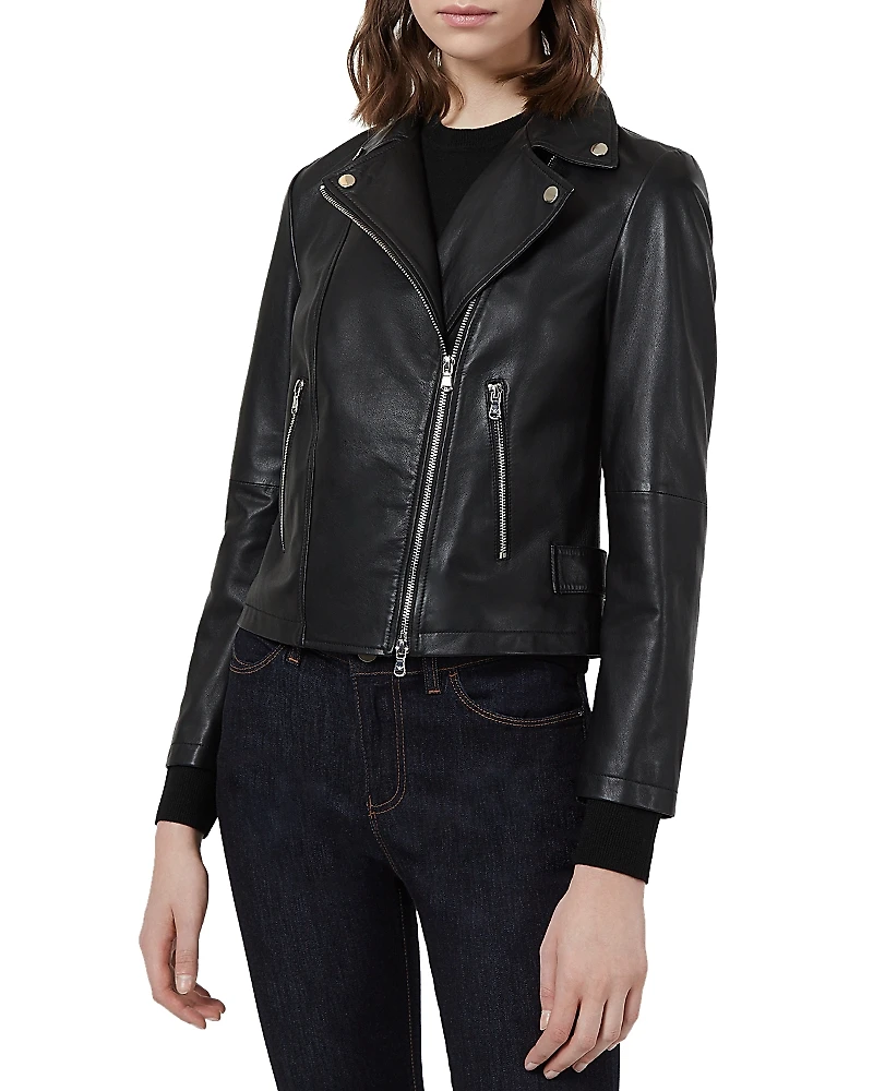 Emporio Armani Caban Leather Moto Jacket