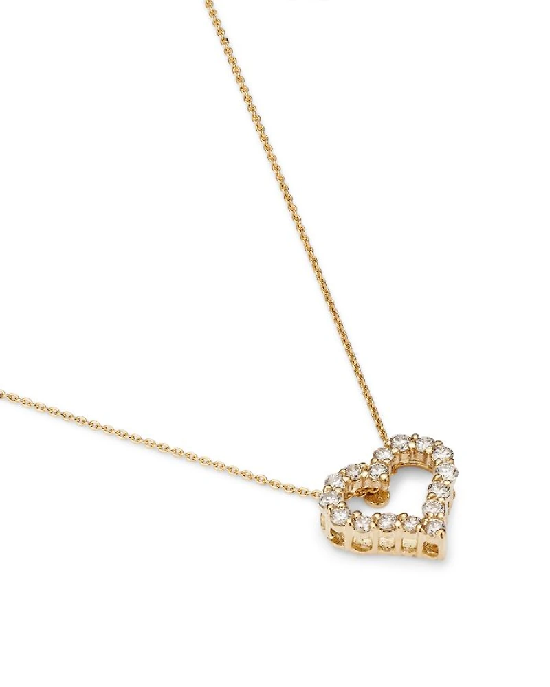 Diamond Heart Pendant Necklace in 14K Yellow Gold, .25 tcw