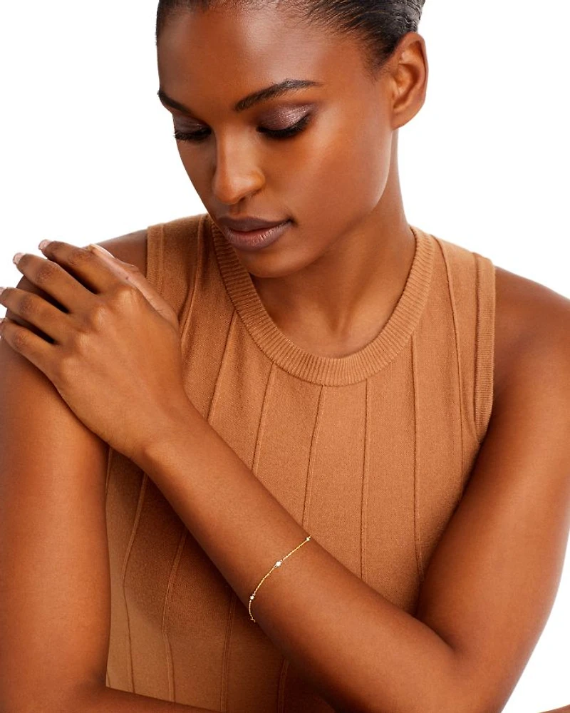 Diamond Station Bracelet in 14K Yellow Gold, 0.10 tcw