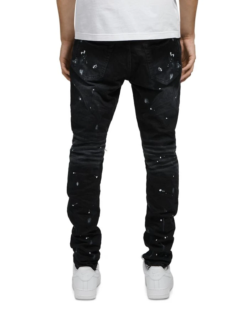 Paint Splatter Ripped Knee Black Skinny Jeans