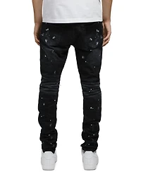Paint Splatter Ripped Knee Black Skinny Jeans
