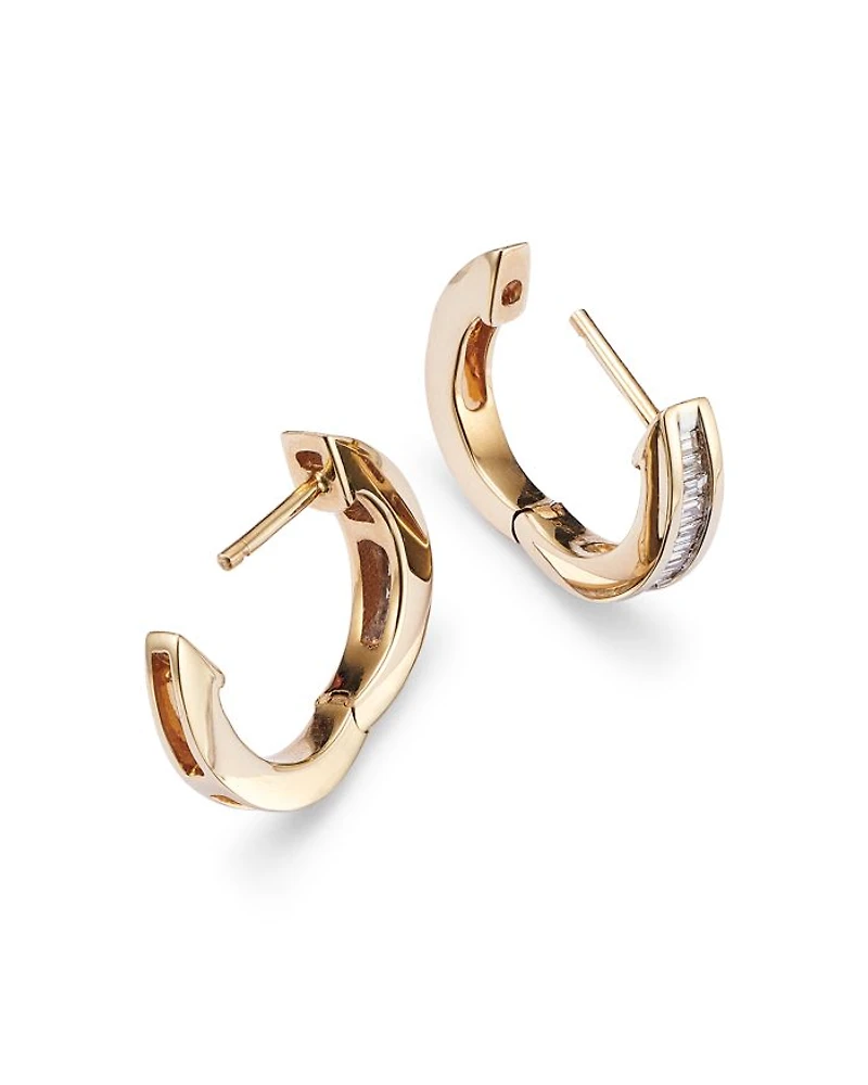 Channel Set Diamond Hoop Earrings in 14K Yellow Gold, 0.25 tcw