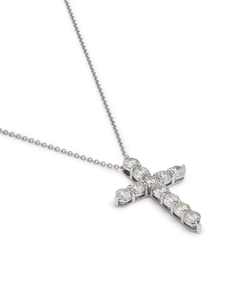 Diamond Cross Pendant Necklace in 14K White Gold