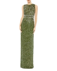 Sequined High Neck Sleeveless Column Gown