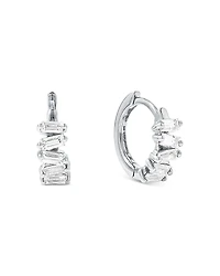 Suzanne Kalan 18K White Gold Diamond Thin Huggie Hoop Earrings