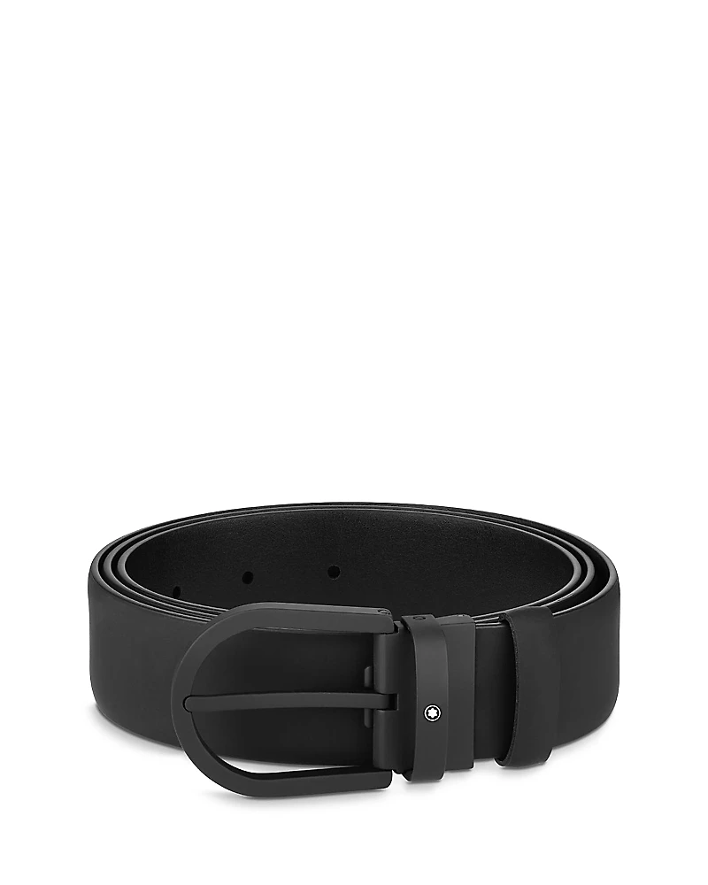 Montblanc Men's Horseshoe Rubberized Leather Belt