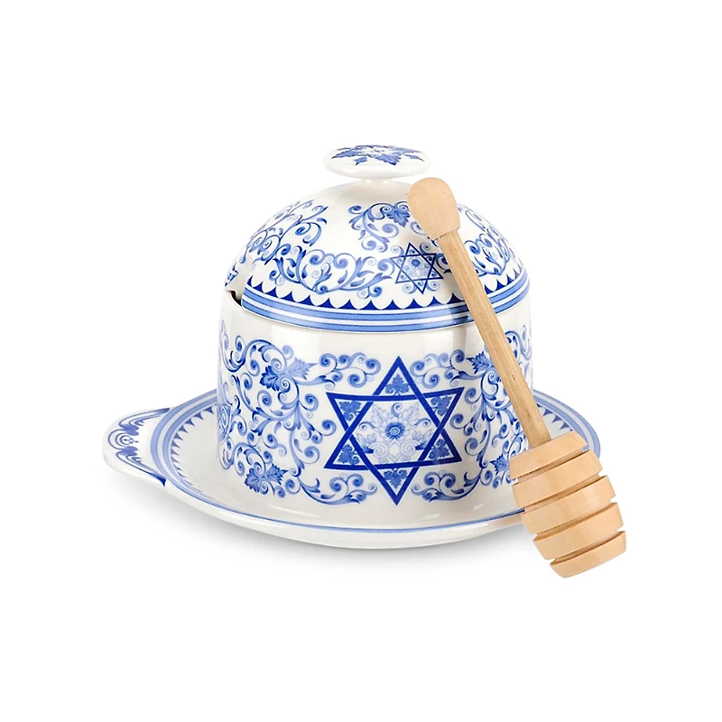 Spode Judaica Honey Pot with Drizzler