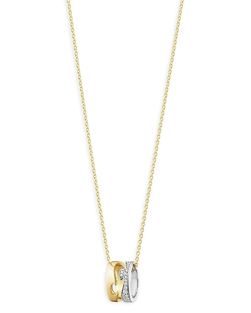 Georg Jensen 18K White & Yellow Gold Fusion Diamond Puzzle Inspired Pendant Necklace, 17.72
