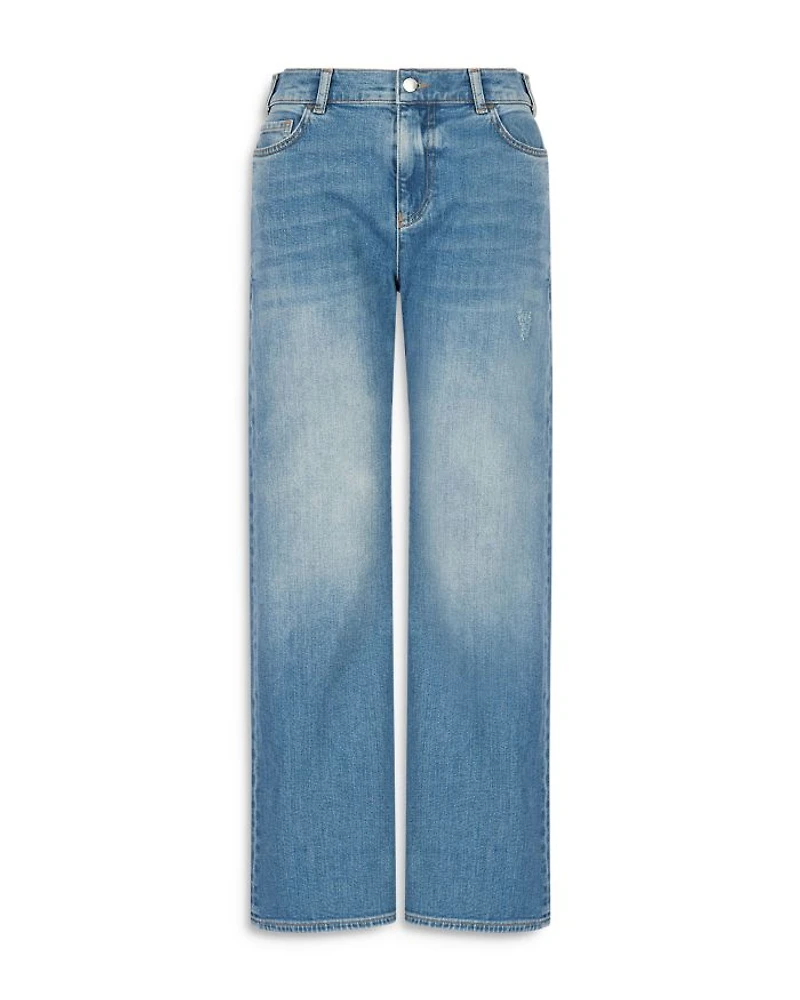 Cropped Wide Leg Jeans Solid Dark