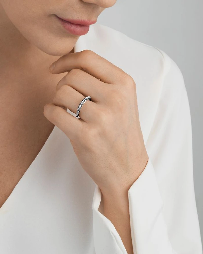 Sterling Silver Offspring Diamond Pavé Wavy Ring