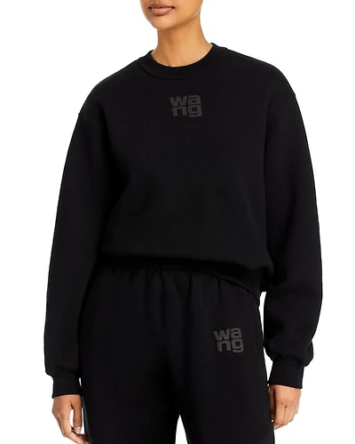 Essential Terry Crew Sweatshirt with Puff Paint Logo