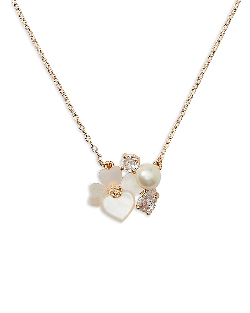 kate spade new york Precious Pansy Cluster Pendant Necklace, 17-20