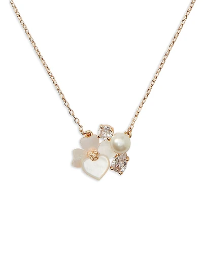 kate spade new york Precious Pansy Cluster Pendant Necklace, 17-20