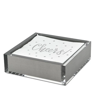 Lucite Silver Tone Cocktail Napkin Tray