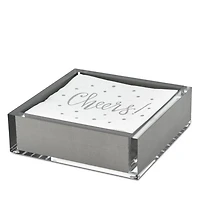 Lucite Silver Tone Cocktail Napkin Tray