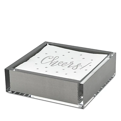 Tizo Lucite Silver Tone Cocktail Napkin Tray