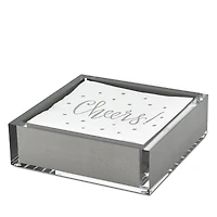 Tizo Lucite Silver Tone Cocktail Napkin Tray