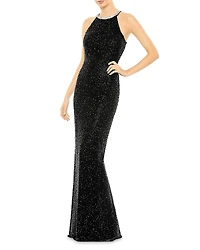 Mac Duggal Halter Neck Sequin Gown