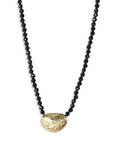 Argento Vivo 14K Gold Plated Sterling Silver & Onyx Molten Bead Necklace, 14 - 16