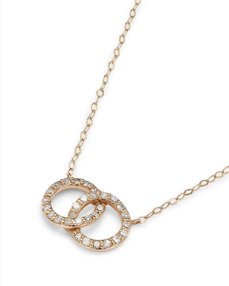 Diamond Double O Pendant Necklaces 14K Gold, 0.25 tcw each