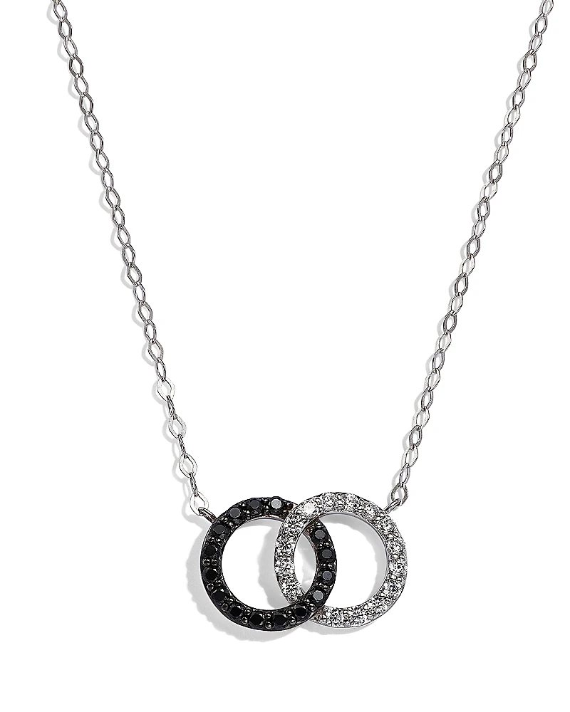 Bloomingdale's Fine Collection White & Black Diamond Double O Pendant Necklace