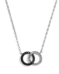 Bloomingdale's Fine Collection White & Black Diamond Double O Pendant Necklace