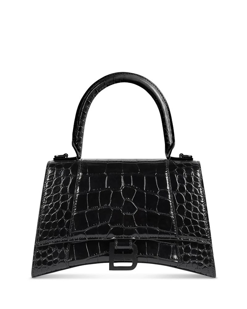 Hourglass Handbag Crocodile Embossed