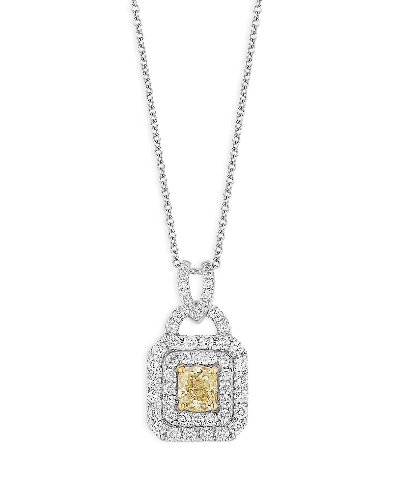 Bloomingdale's Fine Collection White & Yellow Diamond Pendant Necklace