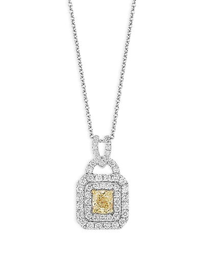 Bloomingdale's Fine Collection White & Yellow Diamond Pendant Necklace