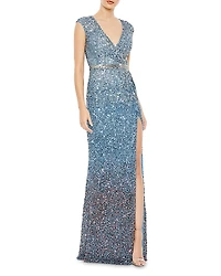 Mac Duggal Cap Sleeve Sequin Gown