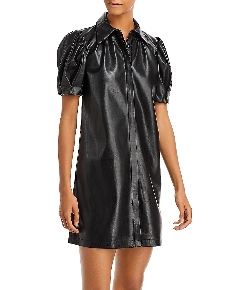 Alice and Olivia Jem Vegan Leather Mini Shift Dress