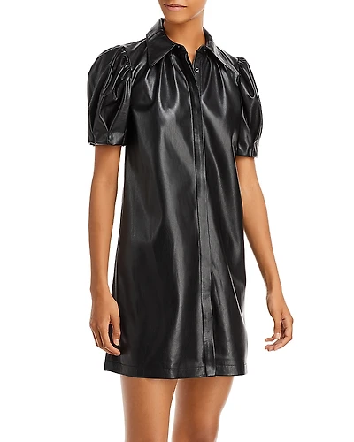 Alice and Olivia Jem Vegan Leather Mini Shift Dress