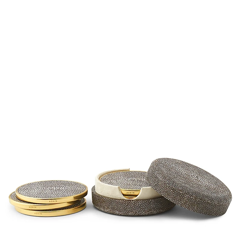 Aerin Faux Shagreen Coasters with Box