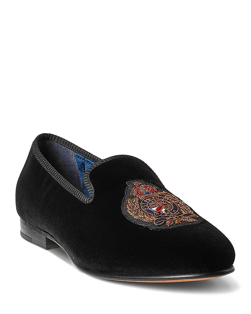 Polo Ralph Lauren Men's Paxton Crest Velvet Slipper