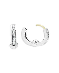 Sterling Silver Caviar Spark Diamond Huggie Hoop Earrings