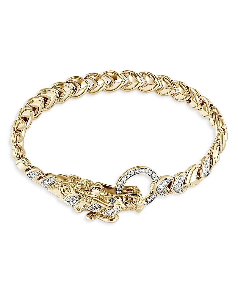 John Hardy 18K Yellow Gold Legends Naga Blue Sapphire & Diamond Bracelet